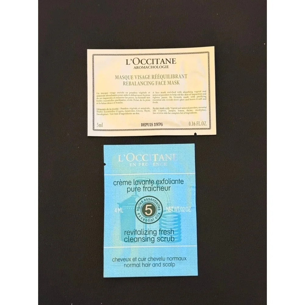 L'Occitane Aromachologie Face Mask & Revitalizing Cleansing Scrub Sample Lot 2pc